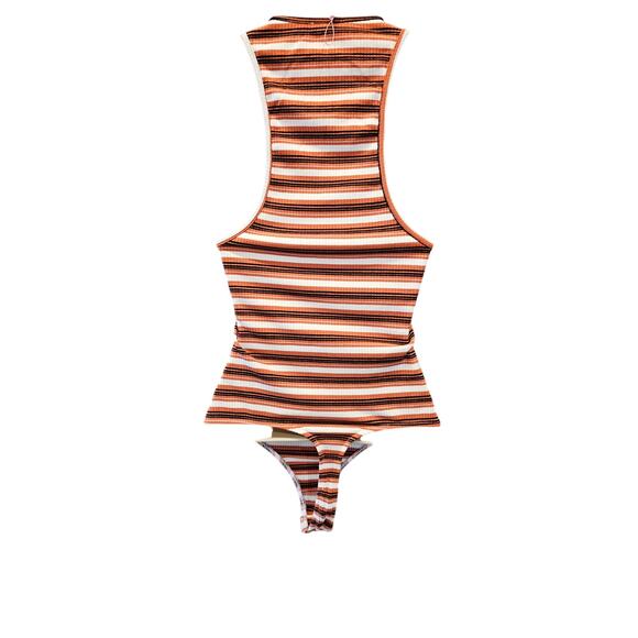 Intimately free people sz S ribbed stretch orange fall color tank bodysuit EUC - Picture 3 of 9